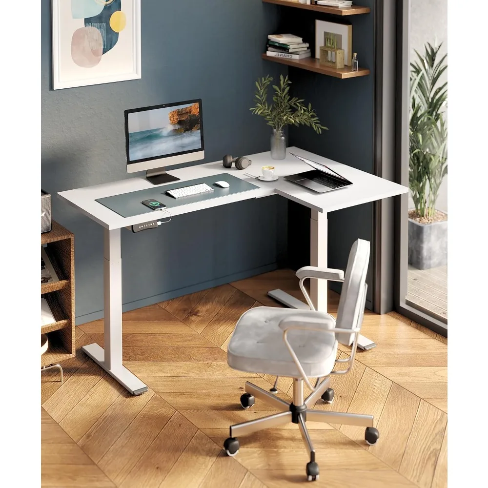 Corner Desk Dual Motor L Shaped Computer Electric Standing Sit Stand Up Desk Height Adjustable Home Office