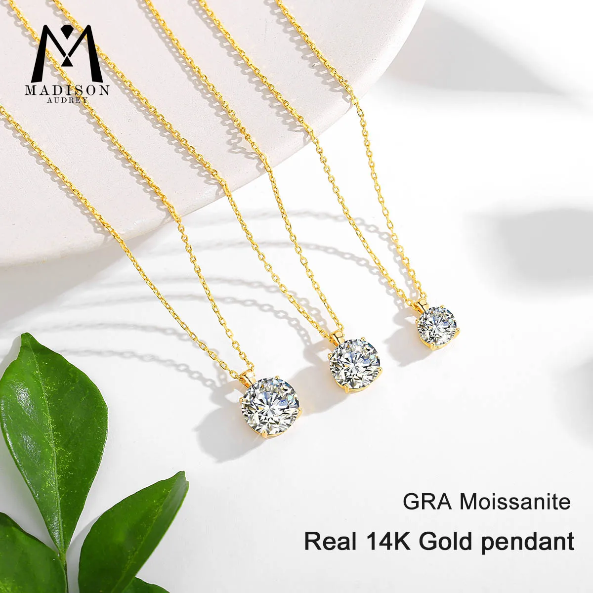

1ct 2ct 3ct Moissanite Necklace Pendant Real 14K Gold Au585 Diamond Chain for Women Fine Jewelry Wedding Anniversary Gift
