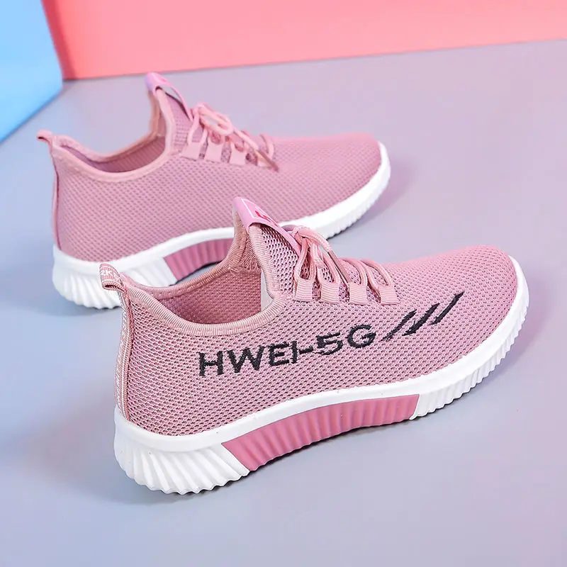 Women Mesh Flat Shoes Spring and Autumn New Fashion Walking Mesh Women Running Comfortable Breathable Casual Sports Shoes