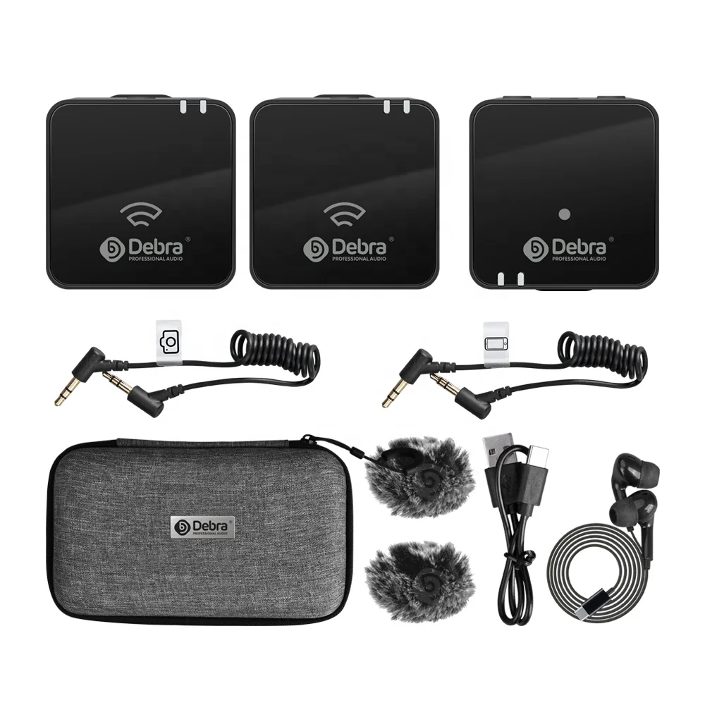

2.4G Wireless Lapel Lavalier Microphone Dual-Channel Noise Cancelling Portable Recording Mic for DSLR Camera and Smartphone