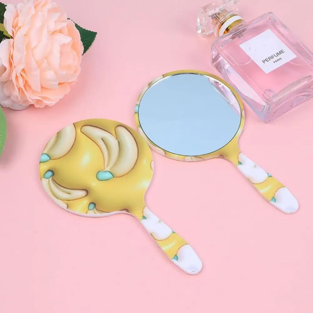 Portable with Handle Handheld Makeup Mirror Round Anti-fall Makeup Vanity Mirro Ins High-definition Hand Compact Mirror Girl