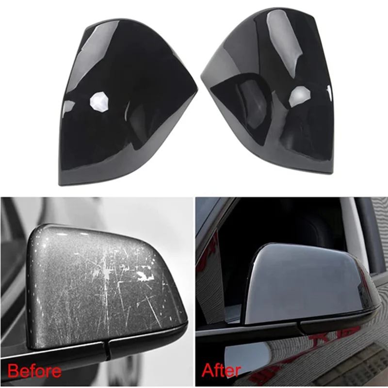 

Black Car Rearview Mirror Cover Side Door Mirror Cover Cap For Tesla Model 3 2021-2023 Parts
