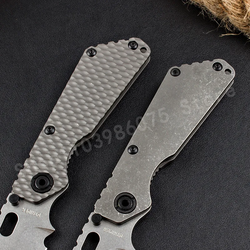 سكين فولاذي عالي التحمل قابل للطي مع شفرة فولاذية D2 ومقبض تيتانيوم TC4 سكين محمول للتخييم في الهواء الطلق عالي الصلابة
