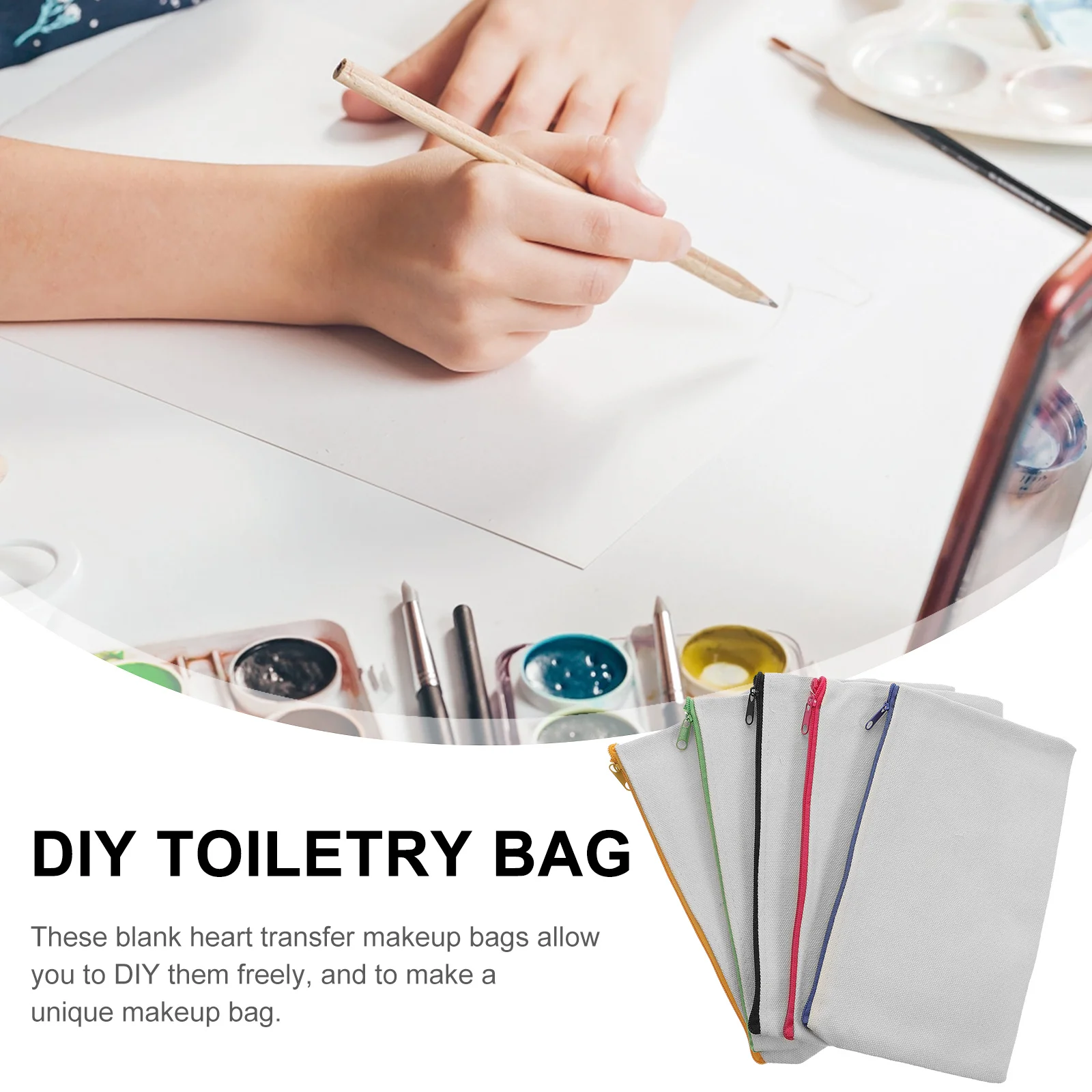 

15Pcs Sublimation Blank Makeup Bags DIY Canvas Pencil Case for Storage Travel Toiletries Pouch Holder