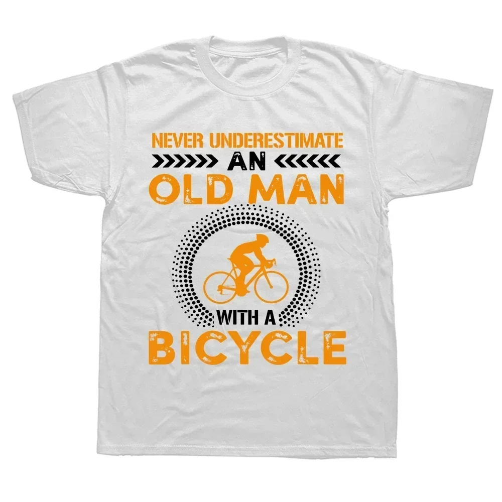 T-shirt de cyclisme à manches courtes pour homme avec vélo, t-shirts drôles, cadeau d'anniversaire, ne jamais sous-estimer, viei