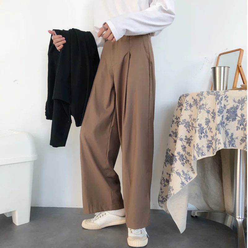 wear /men's vintage casual Wide Leg Pants with belt for Male 2022 Autumn tide new Loose all-match Pants 2Y272