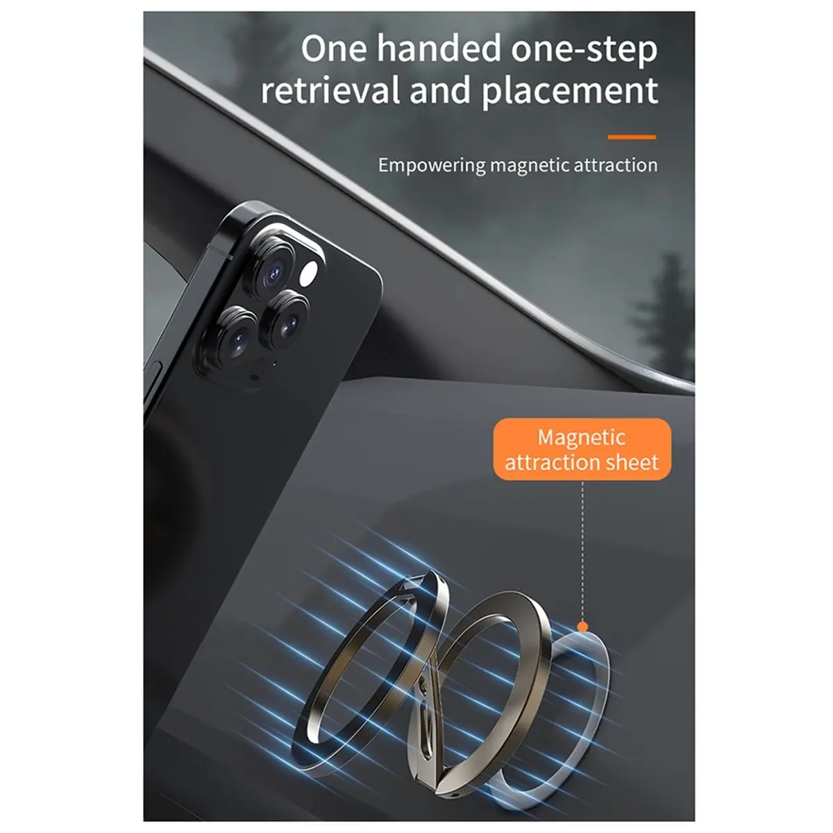 lillili Phone 360° Rotation Double-Sided Magnetic Holder for Magsafe Portable Metal Finger Ring Stand for Smartphone Grey