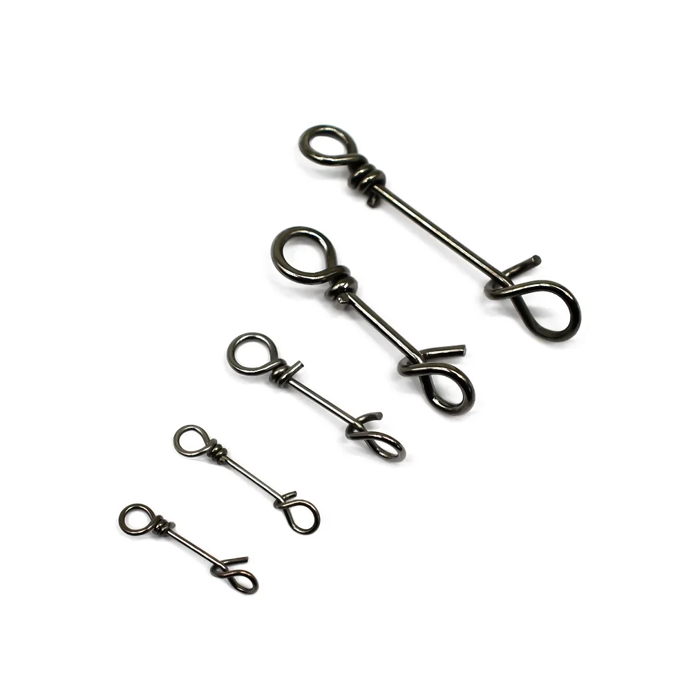 Topranc 100Pcs Fishing Fastach Clips Lure Connector Snap Quick Fishing Accessories Lock Snap Size 1# to 5#