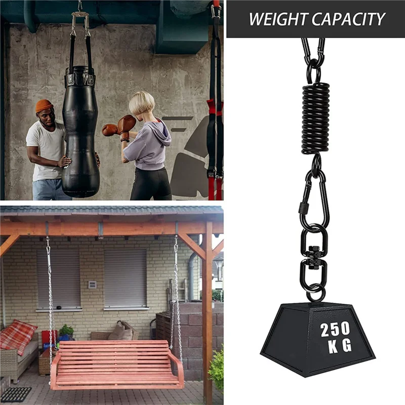 ABJN-Swing Spring لكرسي معلق، مع 4 خطافات كبس و360 °   خطاف دوار، سعة تحميل 250 كجم للتعليق والكرسي والأرجوحة واليوجا وما إلى ذلك
