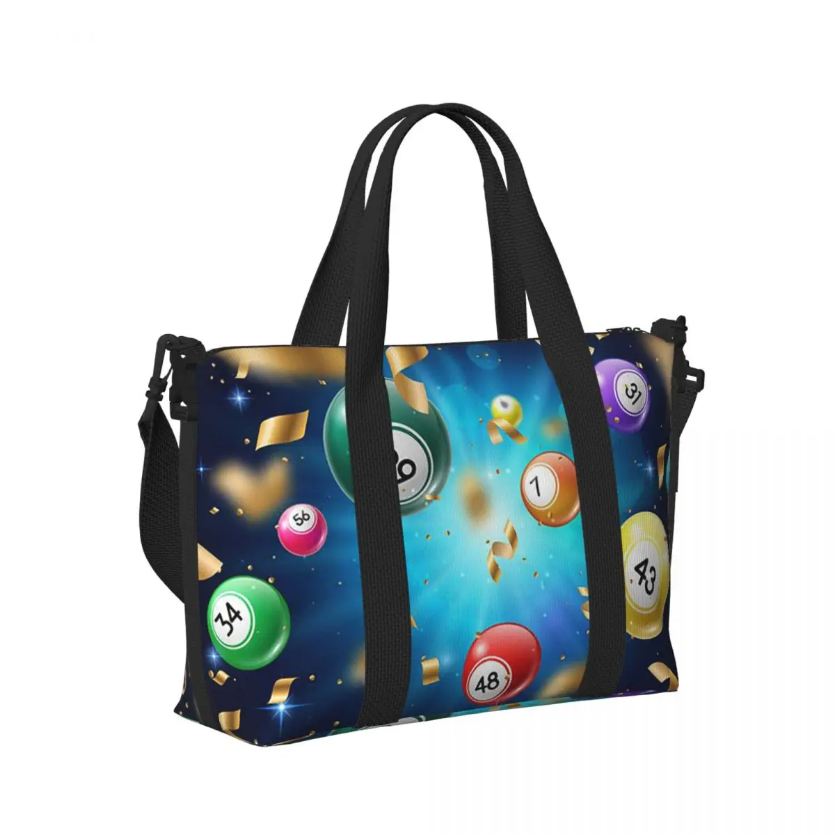 

Lottery Balls Bingo Lotto Or Keno Beach Travel Bag Large Capacity Tote Bags for Gym Yoga Women Shopping Duffle Shoulder Bag