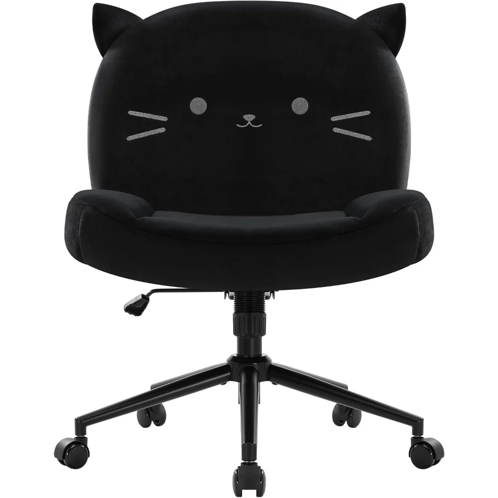 

Armless Office Desk Chair with Wheels,Ergonomic Criss Cross Legged Computer Chair with Fabric Padded, Height Adjustable Wide Sea