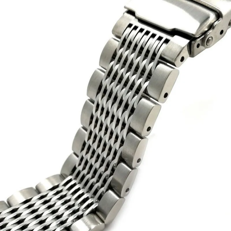 20/22/24mm Silver Black Solid Stainless Steel Bead of Rice Universal Straight End Watch Band Bracelet Strap For SKX Rox Watch