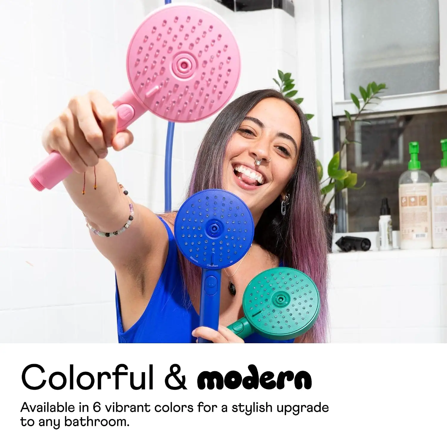 Handheld Showerhead, High Pressure Performance, Black | Colorful - Easy DIY Installation - Renter Friendly - 3 Spray Functions with Pause - Extra Long 70 Inch Flexible Hose