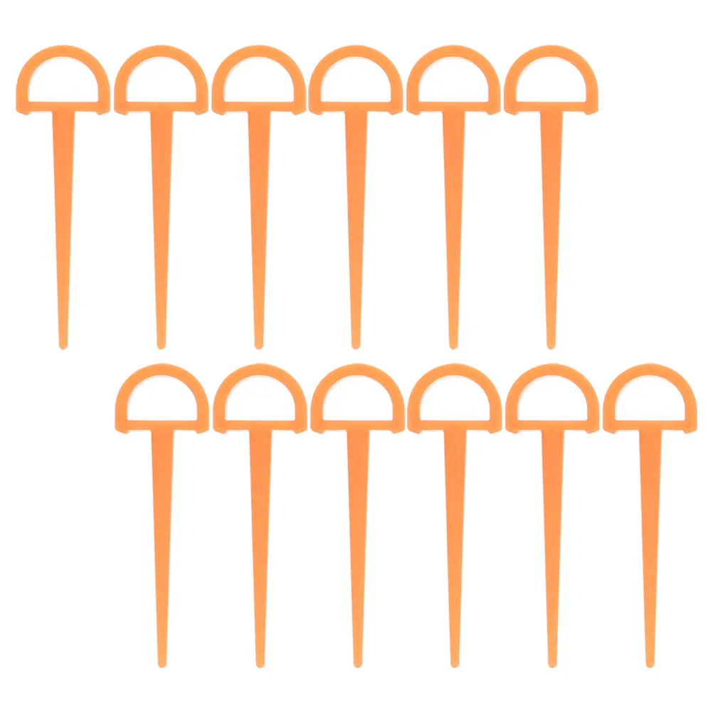 

12pcs Plastic Stakes Tent Spikes 9cm D Shape Pegs Camping Tarp Heavy Duty Ground Spikes Orange Practical Material