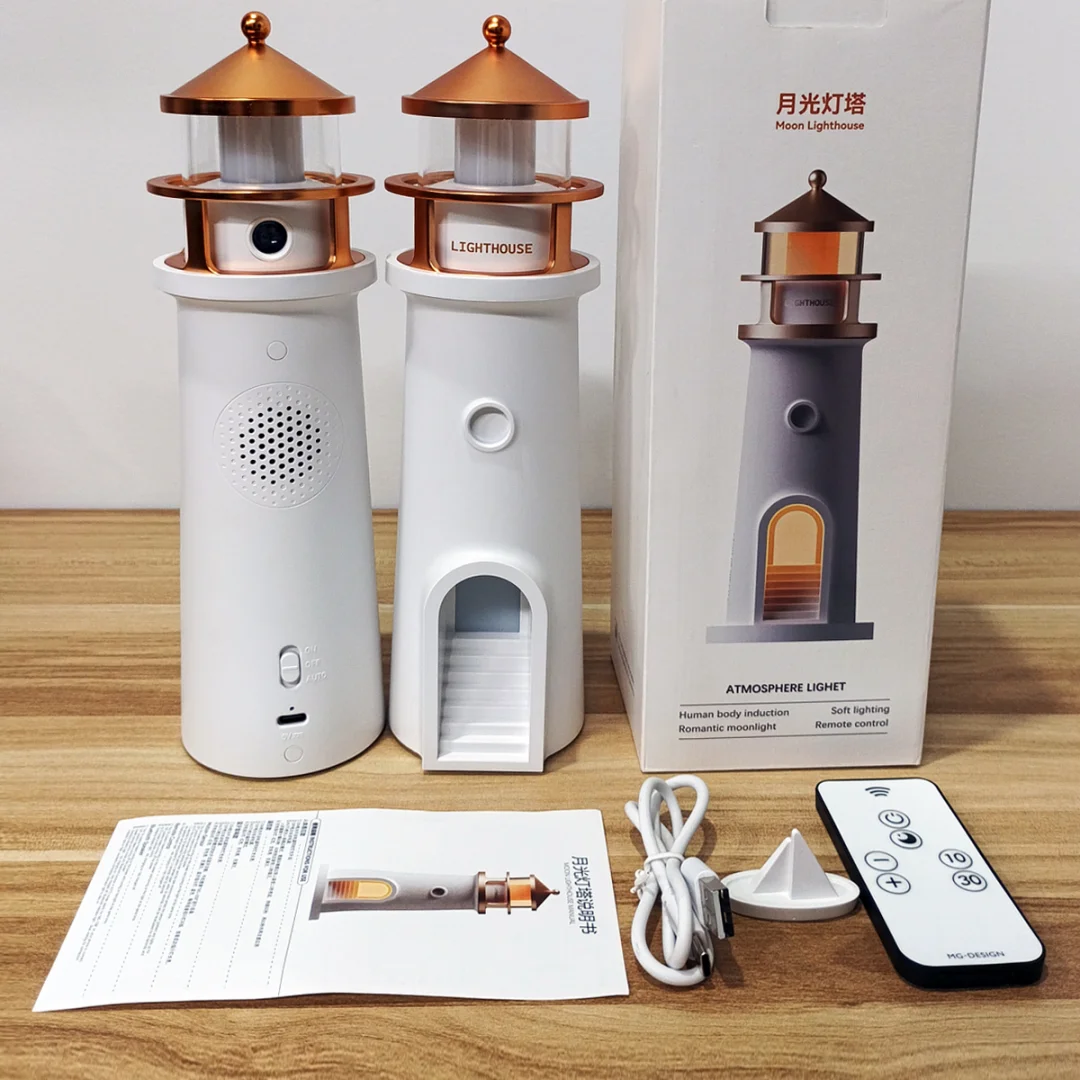 

Ambient lights Moon Projection Light Bluetooth Dimmable Music Motion Sensor Desktop Decor Night Light Christmas Gift Lighthouse