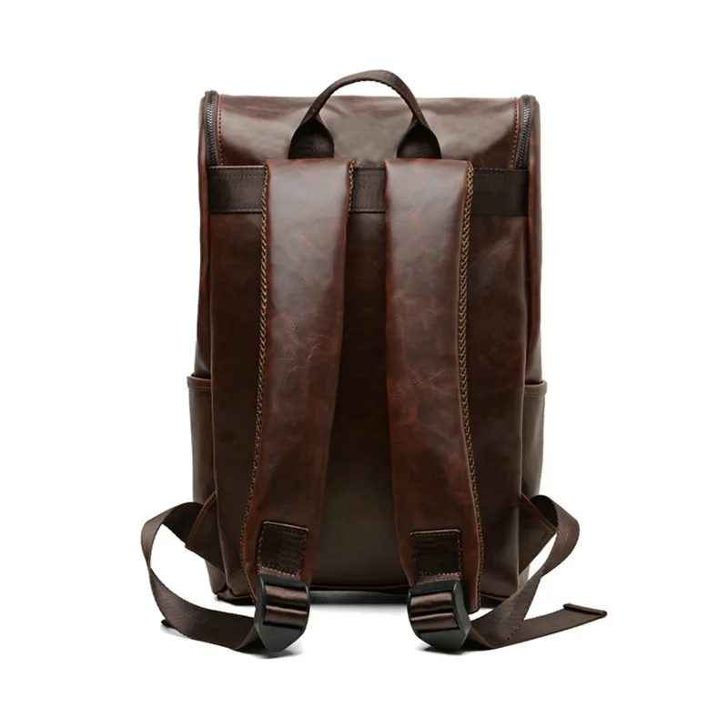 Vintage PU Leather Backpack Outdoor Student Bookbag Casual Rucksack Laptop Bag for Men