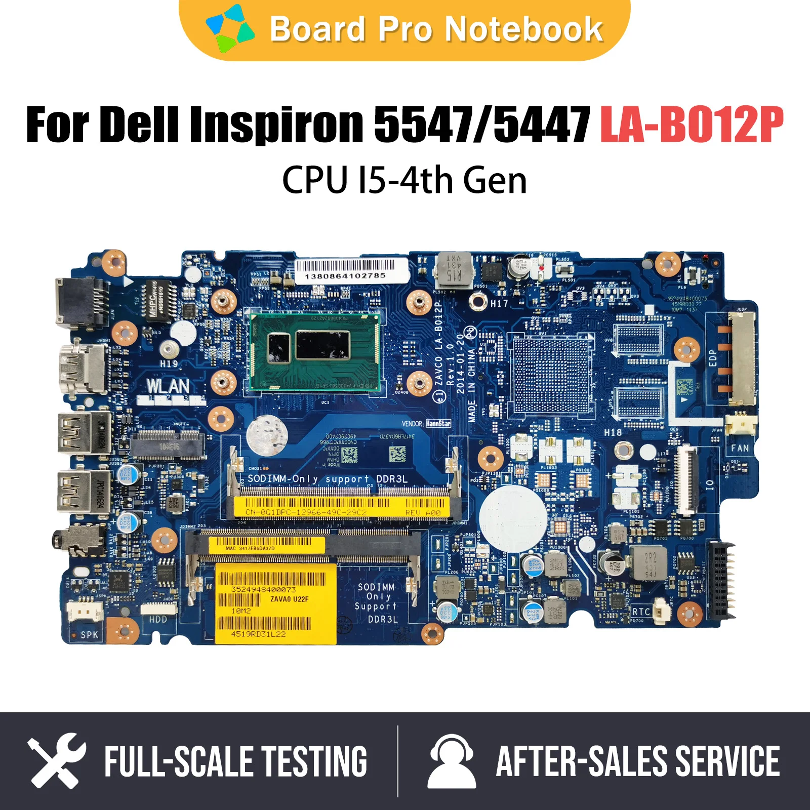 

ZAVC0 LA-B012P Notebook Mainboard For Dell Inspiron 5447 5547 5548 5442 5543 5542 Laptop Motherboard CPU I5-4th Gen V2G