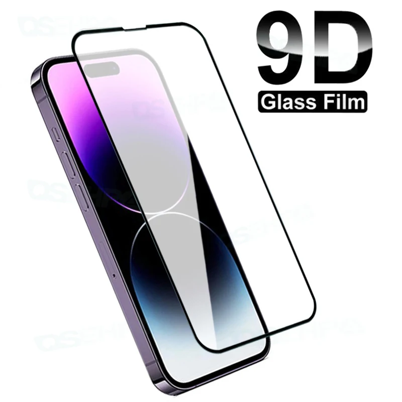 Protector de pantalla de vidrio templado 9D antiexplosión para iPhone, película protectora para iPhone 14 Plus 13 12 11 Pro Max mini, iPhone X XR XS