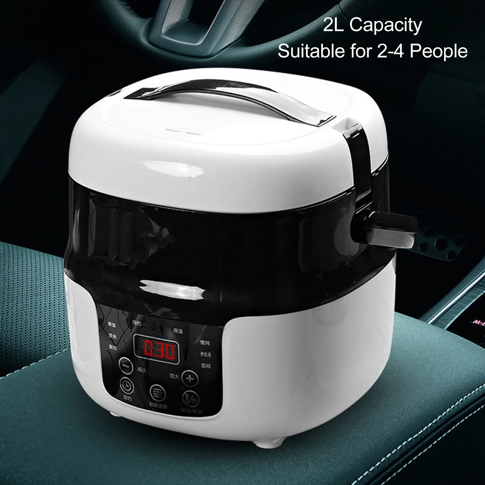 Car Rice Cooker 12V100W 24V180W Nonstick Inner Liner Power Off Memory Mini Rice Cooking Pot 2L Capacity for Outdoor RV Camping