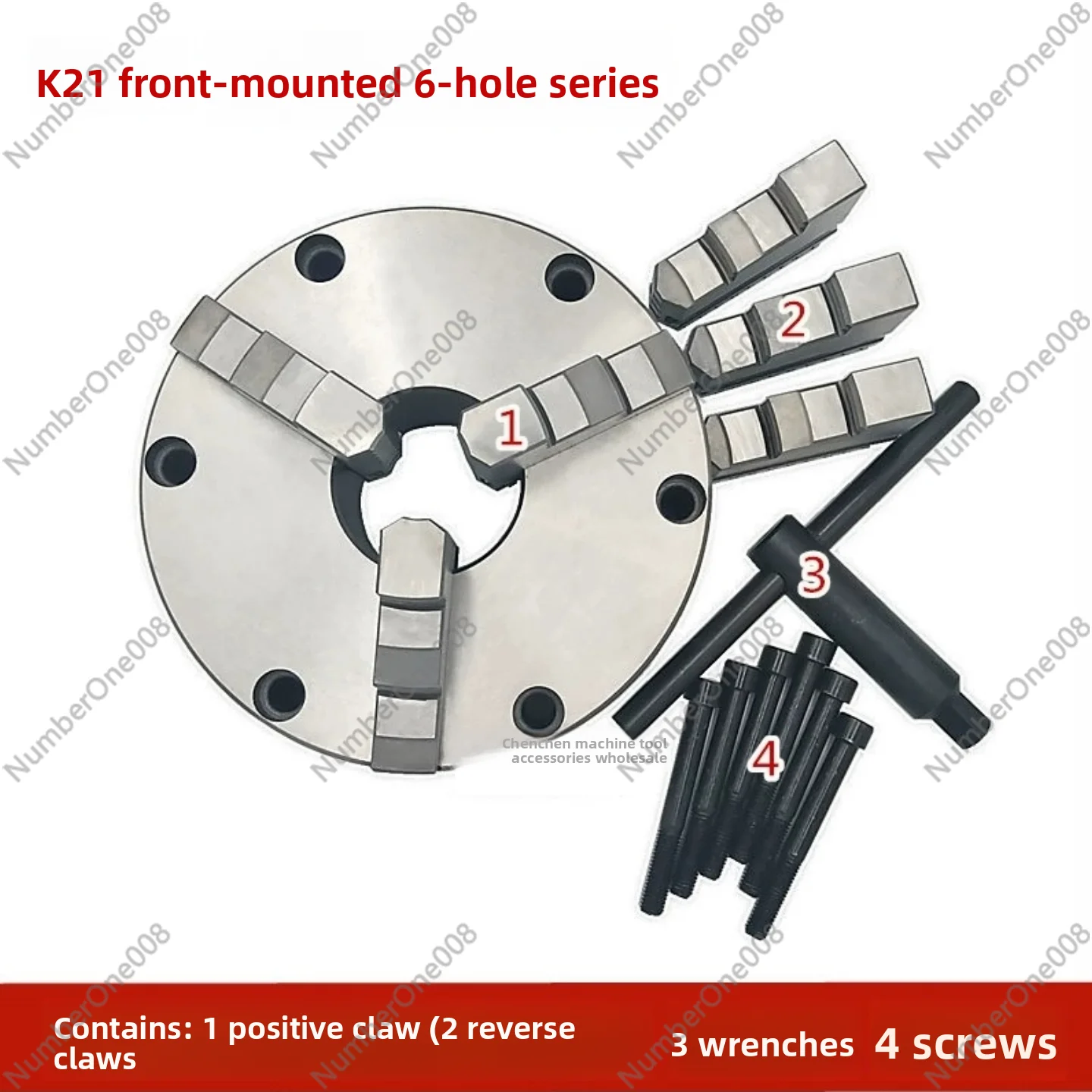 K11 Series 3-Jaw Self-Centering Chuck, 200/250/320mm Lathe Chuck with A2/A26/K Type Taper Mounting, High Precision