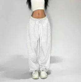 

Casual and Comfy Grey Sweatpants for Women with Starchy Waist Loose Fit and Parachute Pants Women New