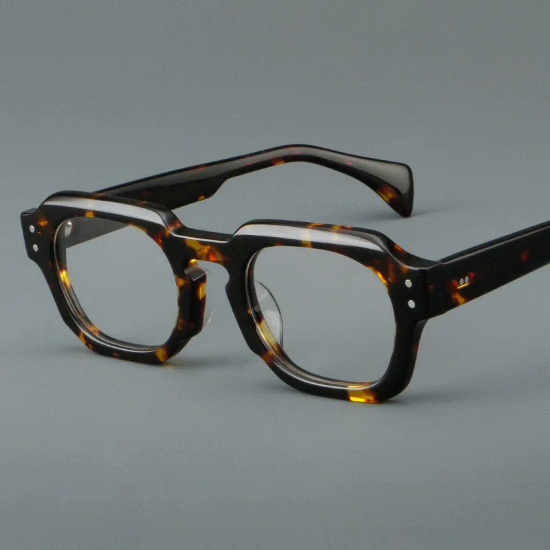 

Retro fashion square frame glasses classic rivet design for men and women versatile