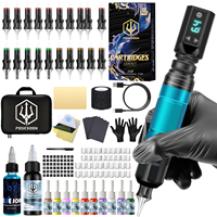 Tattoo Kit POSEIDON V5 Blue Tattoo Gun Kit For Permanent Makeup Tattoo Machine Kit Hot Sale Tattoo Power Supply Tattoo Gun Kit