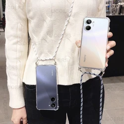 Adjustable Rope Case for OPPO Realme 10 4G 2022 6.4 Cover Crossbody Lanyard Shoulder Strap Air-bag Crystal TPU Soft Shell Fundas