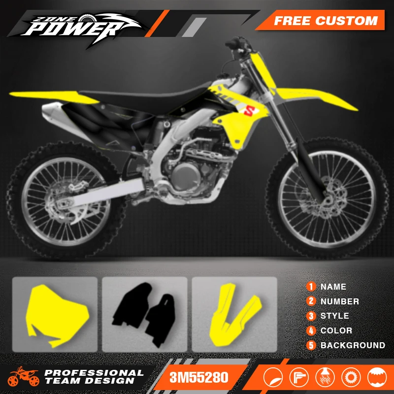 Powerzone For SUZUKI RMZ450 2008-2017 Motorcycle Fairing Graphic Background Decals Sticker Kits Number Name Custom 09