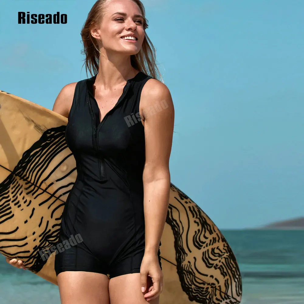 Traje de baño deportivo Rash Guard para mujer 2024, trajes de baño de una pieza, trajes de surf negros, trajes de baño para mujer sin mangas (UPF