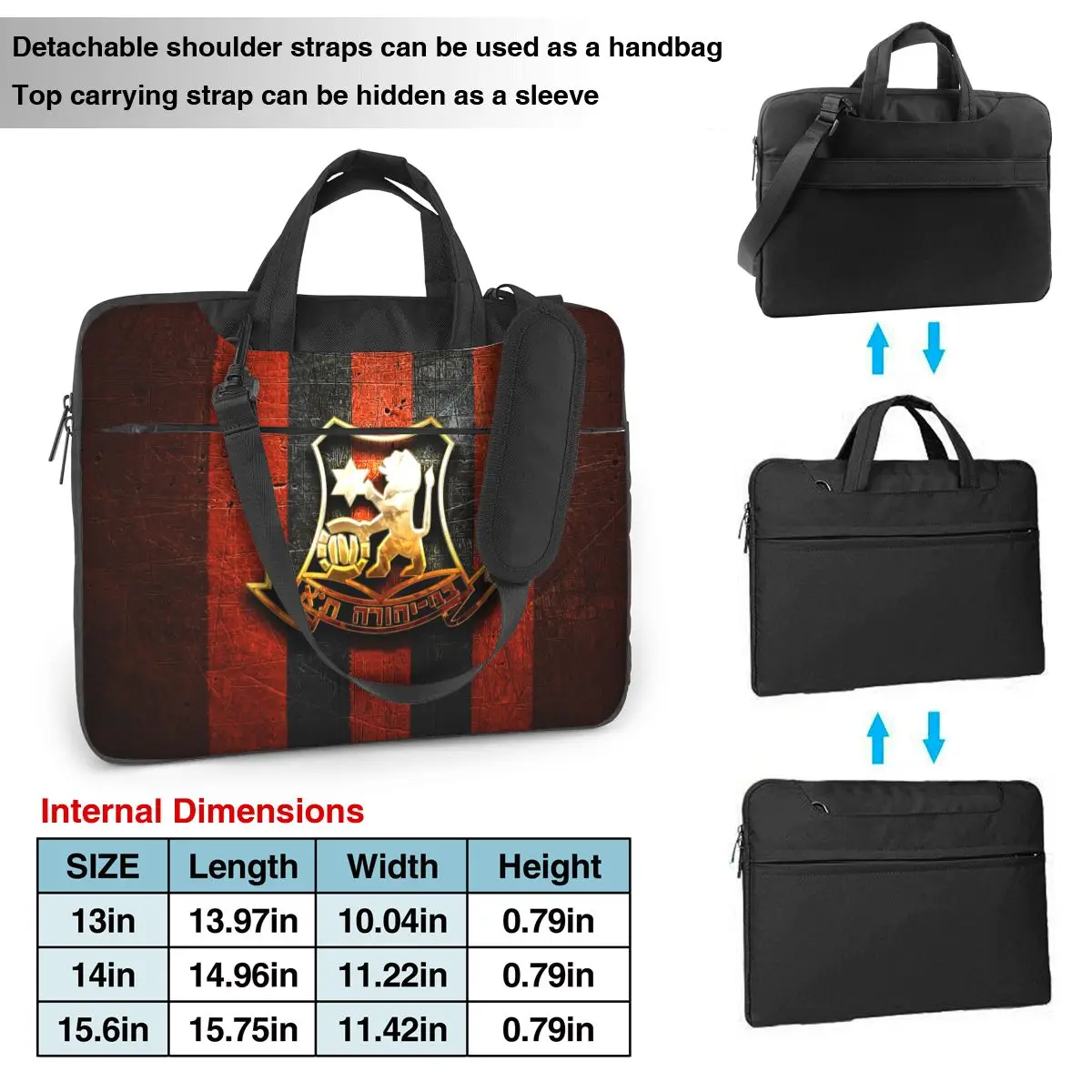 Israel Bnei Yehuda Tel Aviv Fc Laptop Shoulder Messenger Bag Sleeve Classic Slim Messenger Bag Business Casual or School