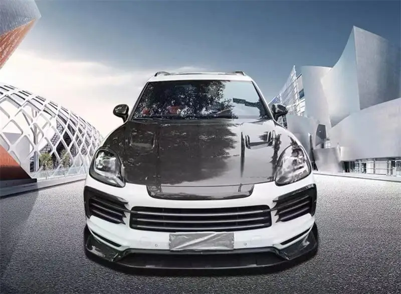 لبورشه كايين 2024 ReaI ألياف الكربون المصد الأمامي الشفة المفسد كيت