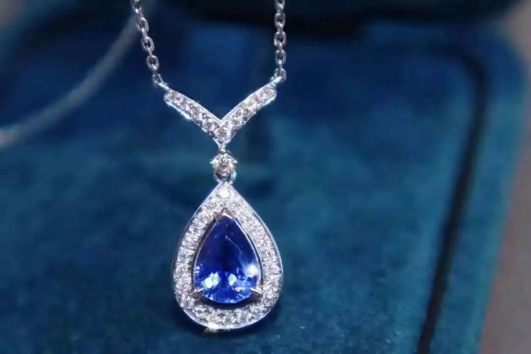 Classic Sapphire Necklace Natural Real Sapphire 925 Sterling Silver Women Pendant necklace Fine Jewelry