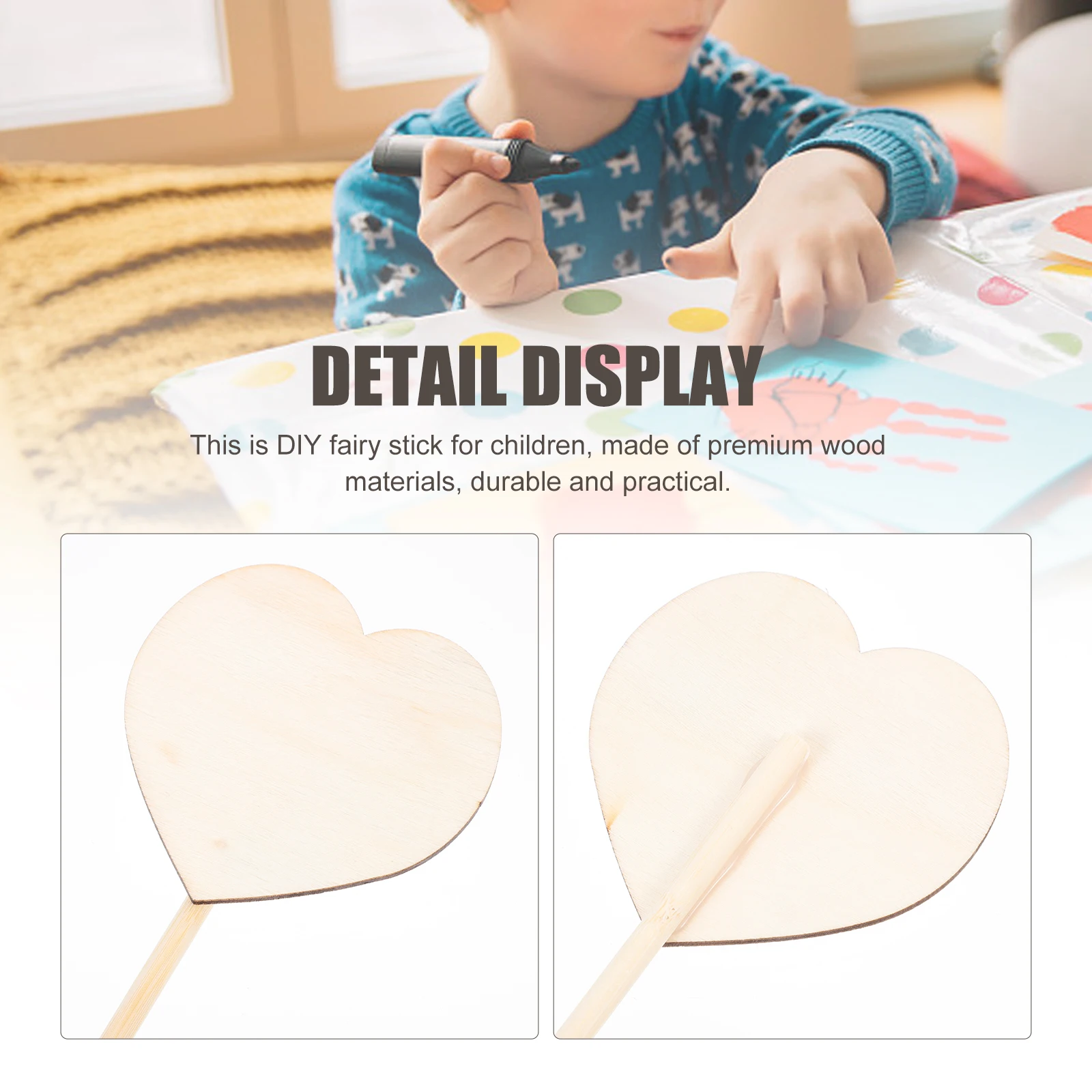 8 قطع من عصا الجنية الخشبية المصنوعة يدويًا للأطفال، مجموعة أدوات الرسم الفنية على الجدران #6