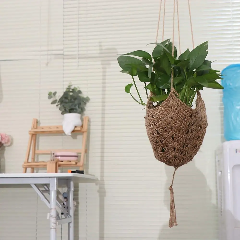 Plant Stand Hat Shaped Macrame Flower Pot Hanging Basket Hand Woven Hemp Rope Hanging Planter Sturdy Plant Hanger Home