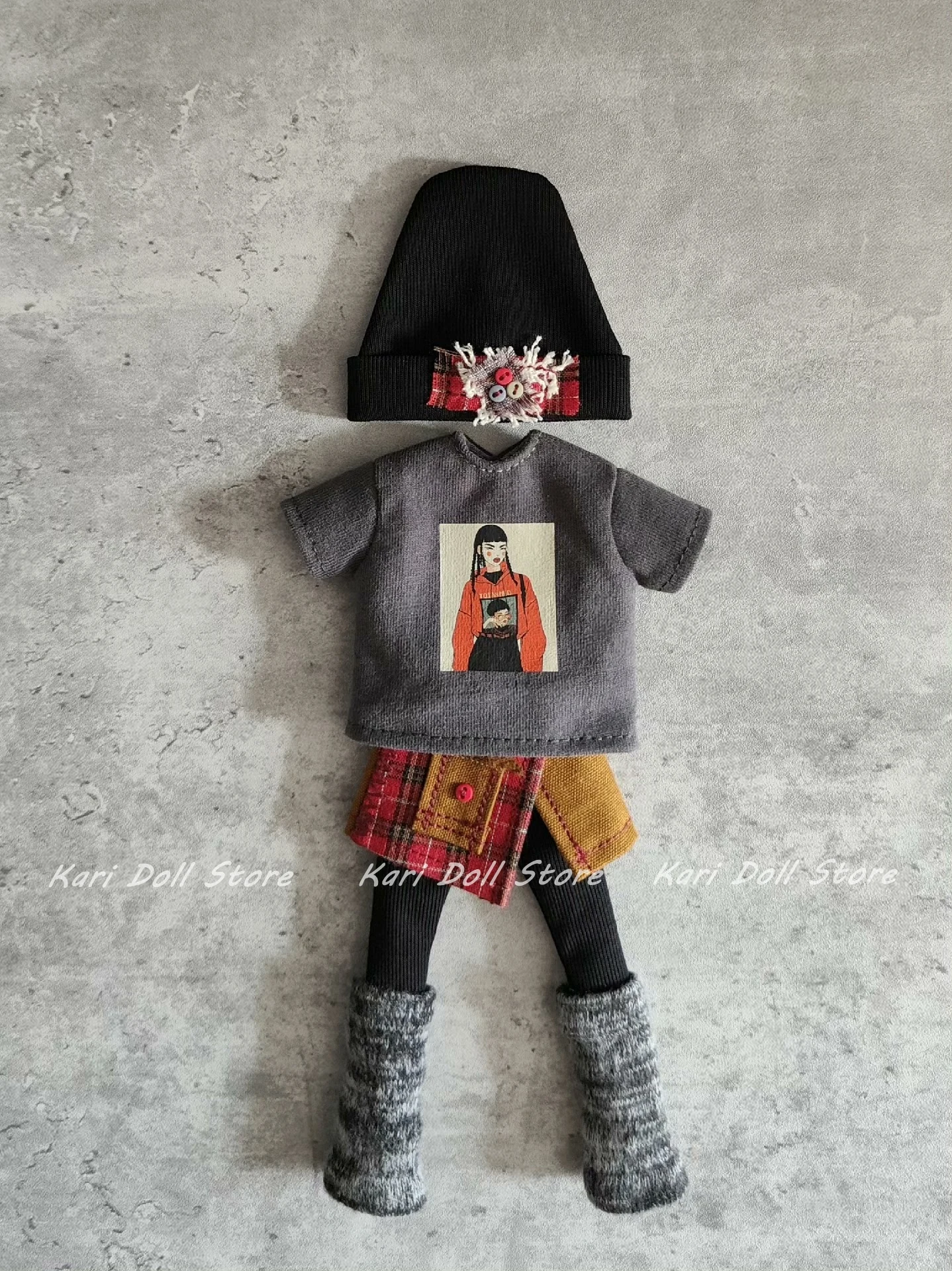2026 Kari Doll Clothes and skirts dress Trendy black pantyhose five-point baby suit for Landazz Landoudou Doll