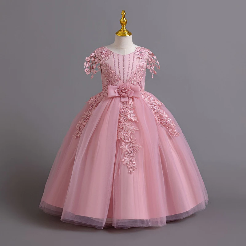 Hochwertiges, elegantes Partykleid für Mädchen, ärmellos, mit Perlen besetzt, Blumenmädchenkleid, formelles Ballkleid für Kinder, für Hochzeit, Geburtstag, Schönheitswettbewerb – Detail 3