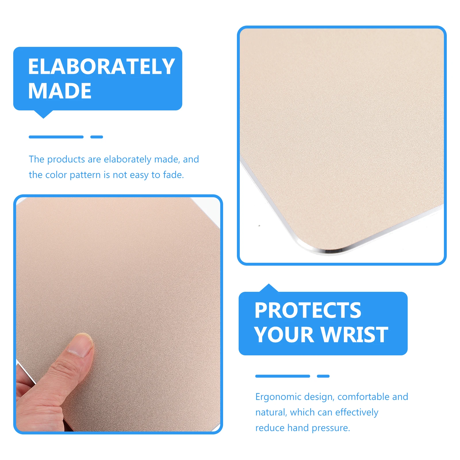 

Aluminum Alloy Mouse Pad Desk Mat Golden Multi-functional Gaming Work Anti-slip Lightweight Ergonomic