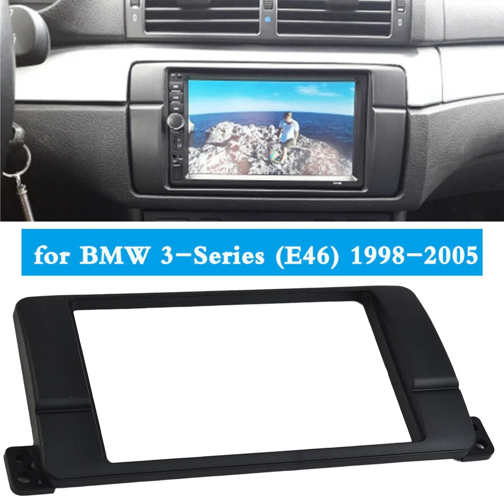 New Radio Fascia Auto Black Car Cover Dashboard Double Frame 1* Parts 180*105mm For BMW 3 Series E46 1998-2006