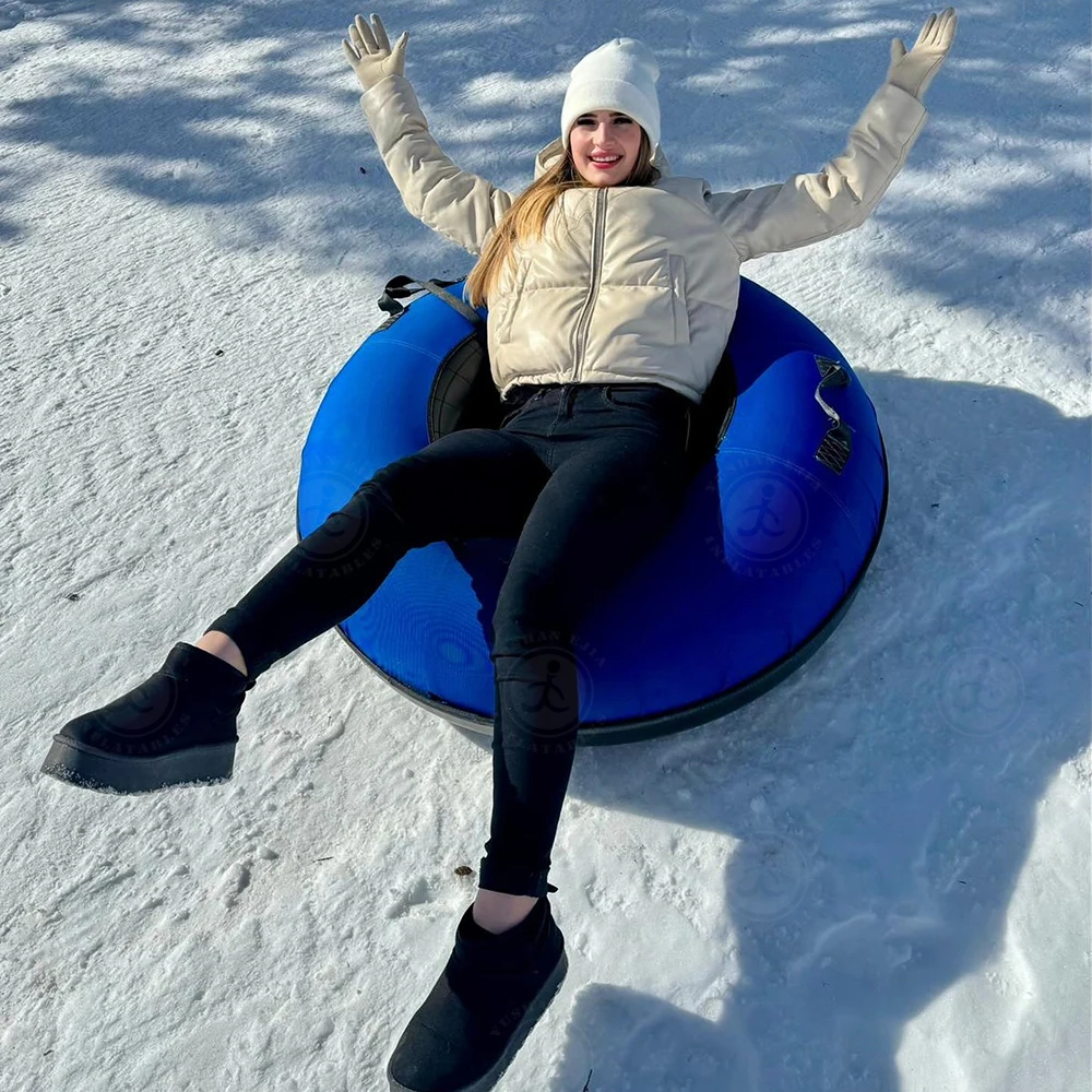 Inflatable Rubber Snow Tube Heavy-Duty Winter Sledding Equipment for Kids & Adults