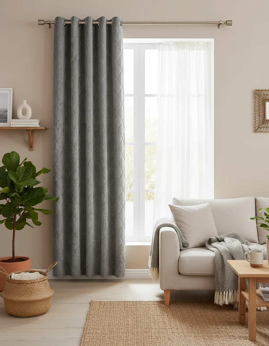 1Pcs  Full Light Blocking Cotton Curtains for Indoor Use, Modern Style, Noise Reducing and Warm, Convenient and Elegant Design