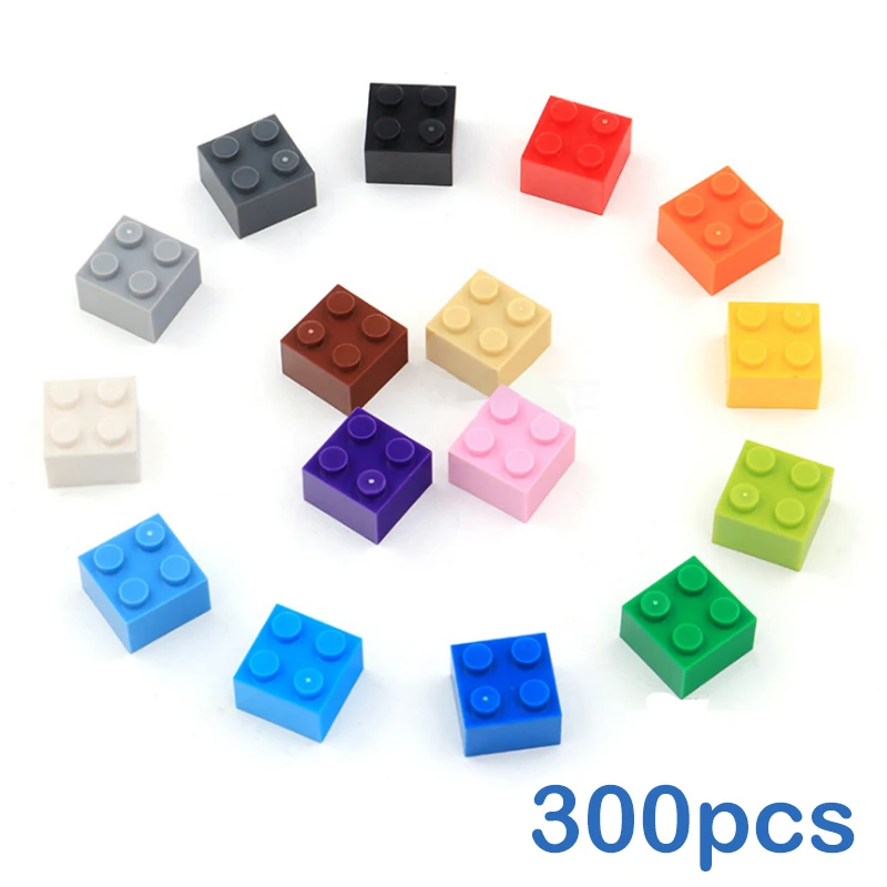 

300pcs Thick 2x2 Dots DIY Building Blocks Figures Bricks Educational Creative Plastic Toys for Children Compatible With 3003