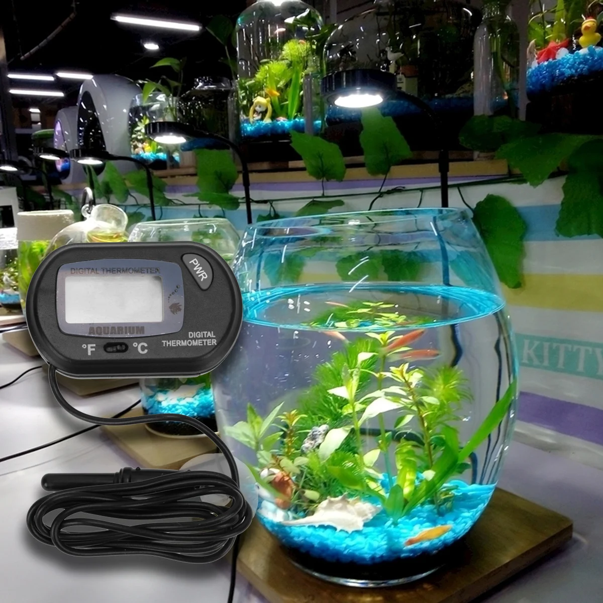 

Digital Thermometer Aquarium Temperature Optional Fish Tank Thermograph Water Gauge