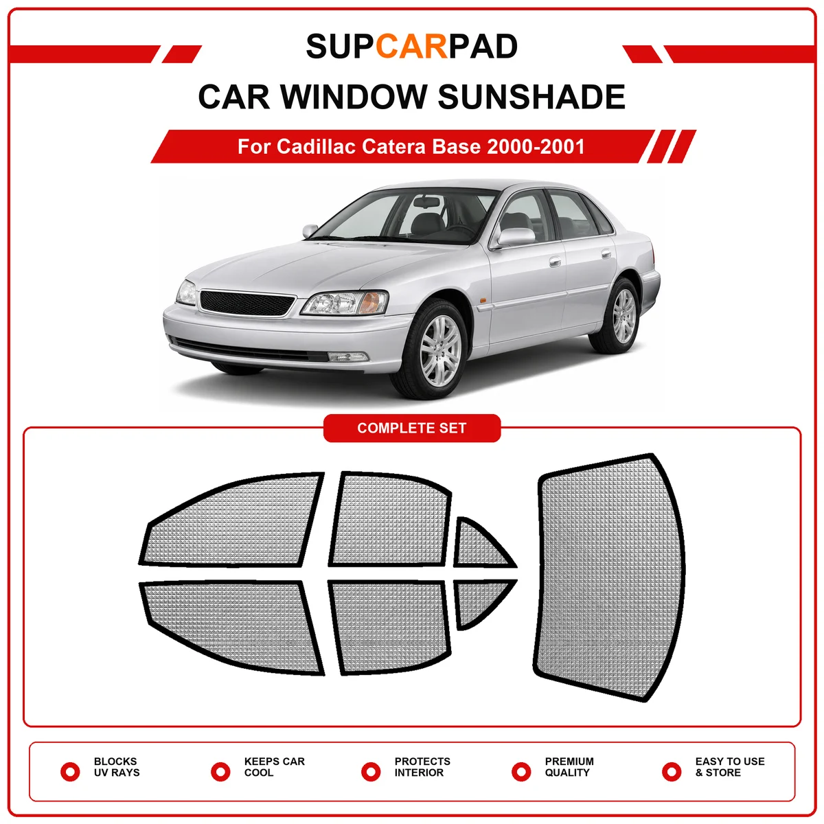 For Cadillac Catera Base 2000-2001 Pre‑Cut Auto Window Sunshade Anti‑UV Car Sun Visor Protector