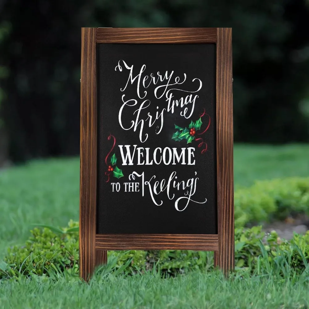 40x20 Inch Double Sided A-Frame Chalkboard Sign, Foldable for Outdoor Business and Events