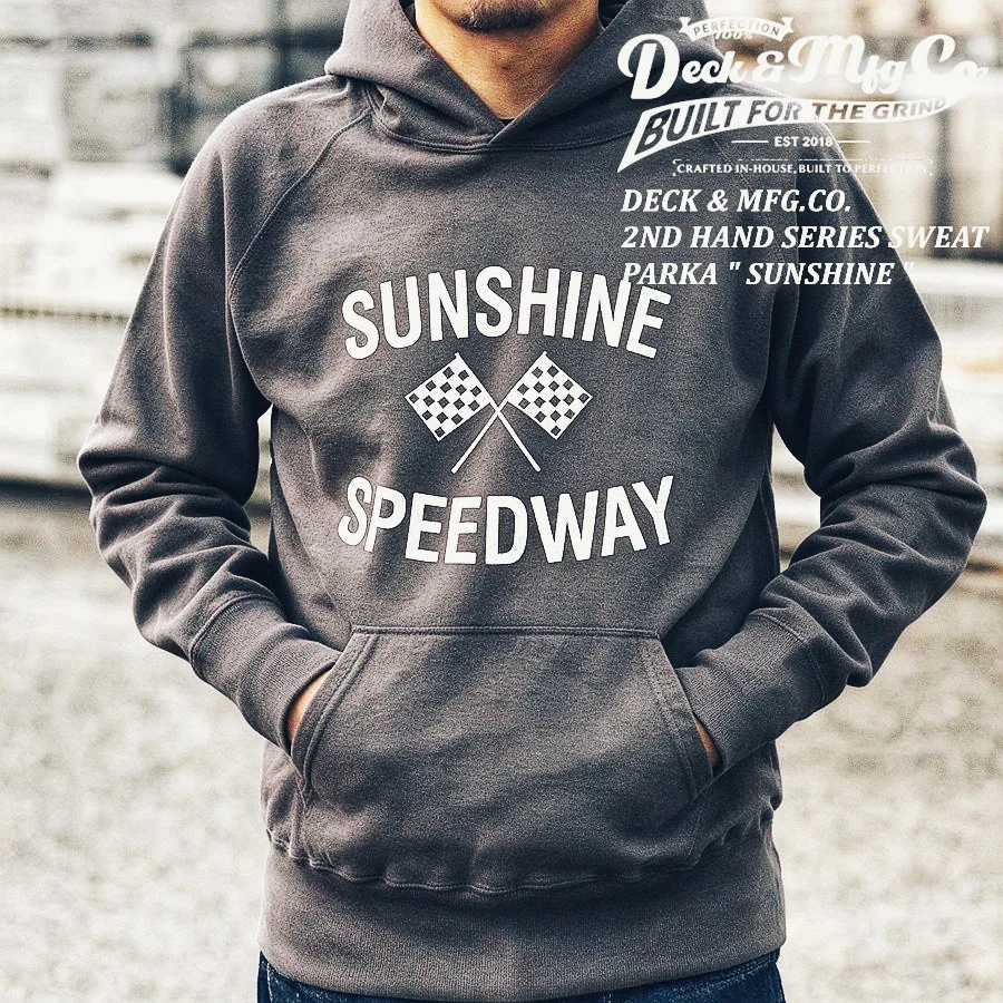 American Vintage Culture DECK 2ND SERIES Distressed Placket Sleeve Hooded Sweatshirt