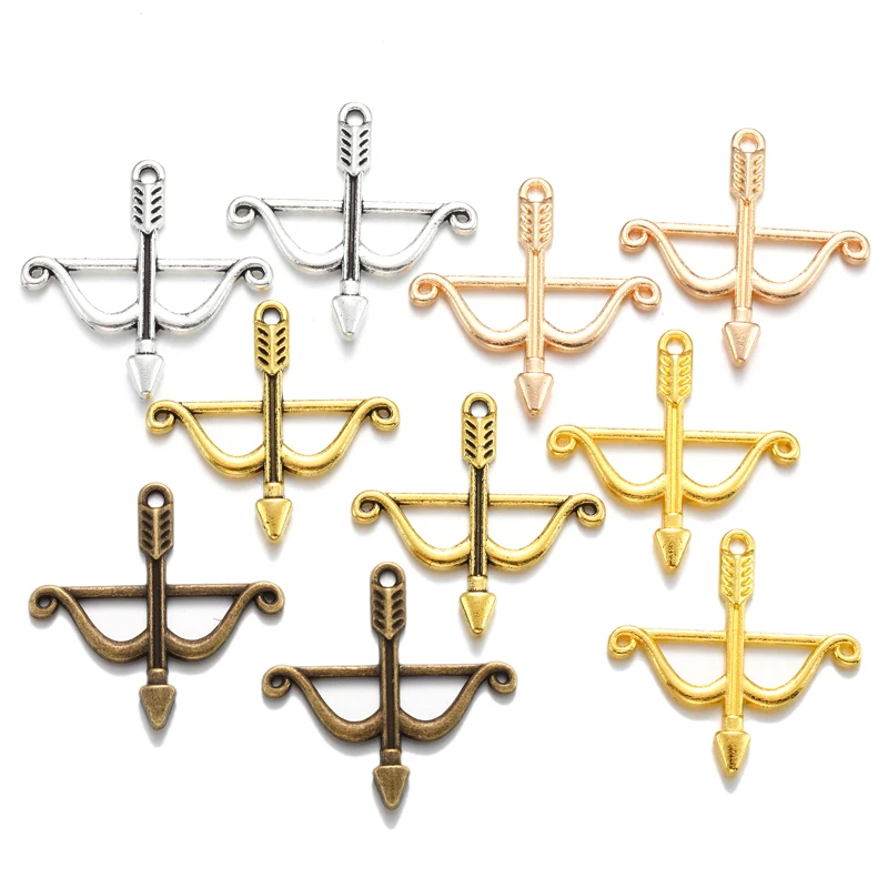 25 Pcs 26*25 mm Zinc Alloy Bow and arrow Charm Tibetan Silver Pendant Jewelry Products Diy Pendants For Necklace Bracelets M05