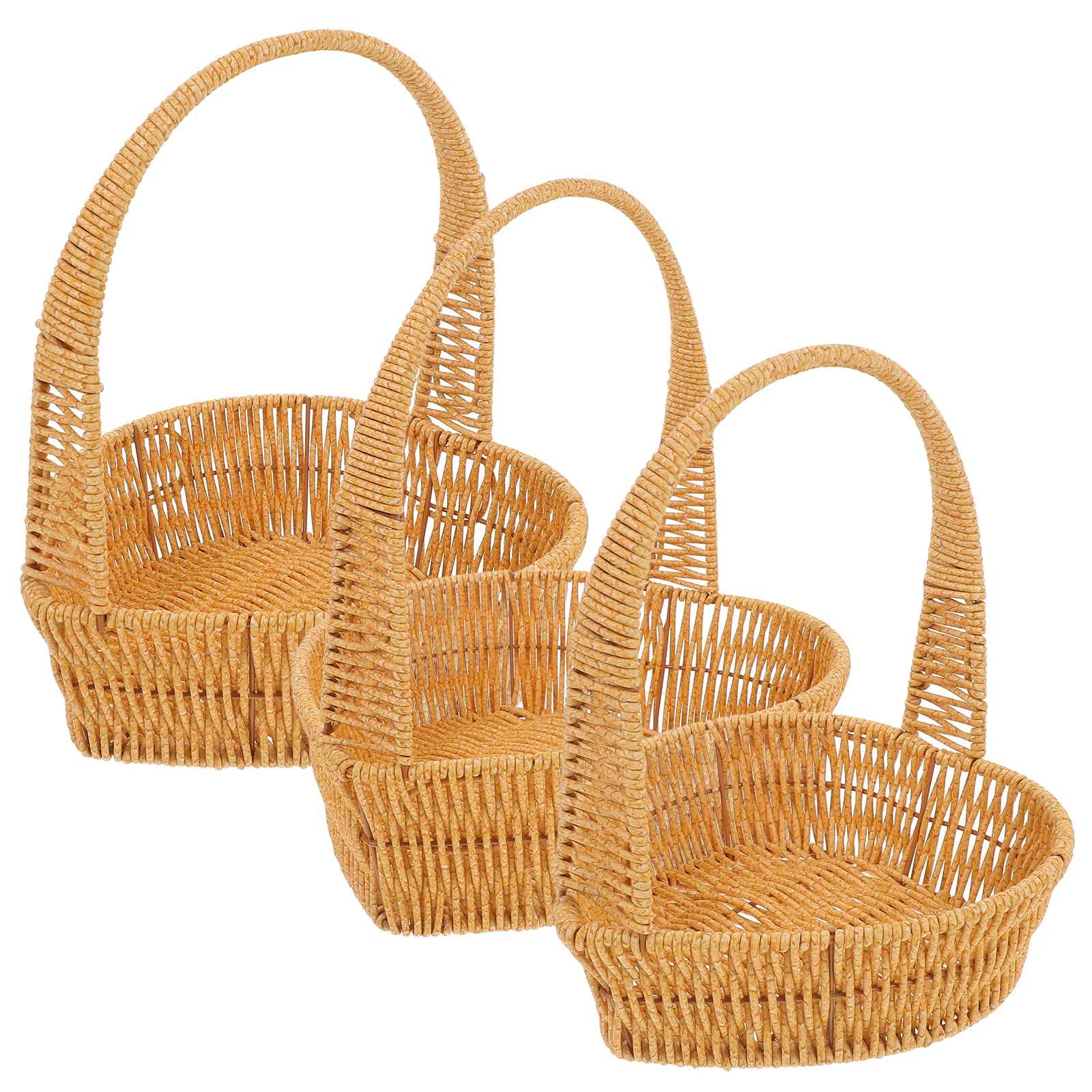

3 Pcs Heart Shaped Woven Baskets Gift Decor Flower Holder Handmade Rattan Storage Portable Multi-function Basket