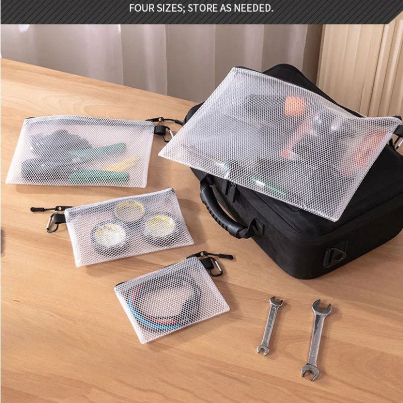 10pcs/lot Black/Pink/Blue Waterproof Transparent Cosmetic Data Cable Travel Storage Bag Zipper Portable Packaging Pouches