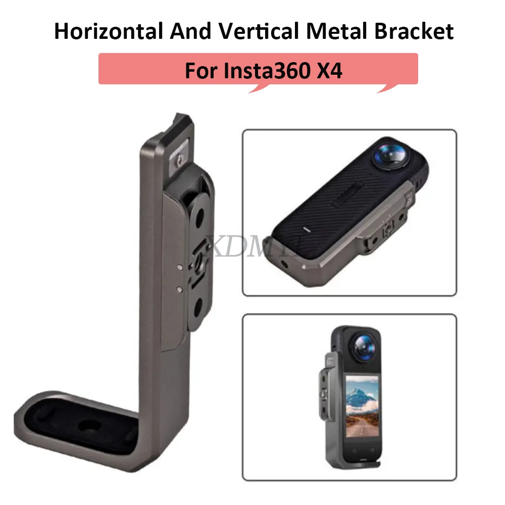 For Insta360 X4 Vertical Or Horizontal Mount Aluminum Alloy Metal Bracket For Insta360 X4 Sports Camera Accessories